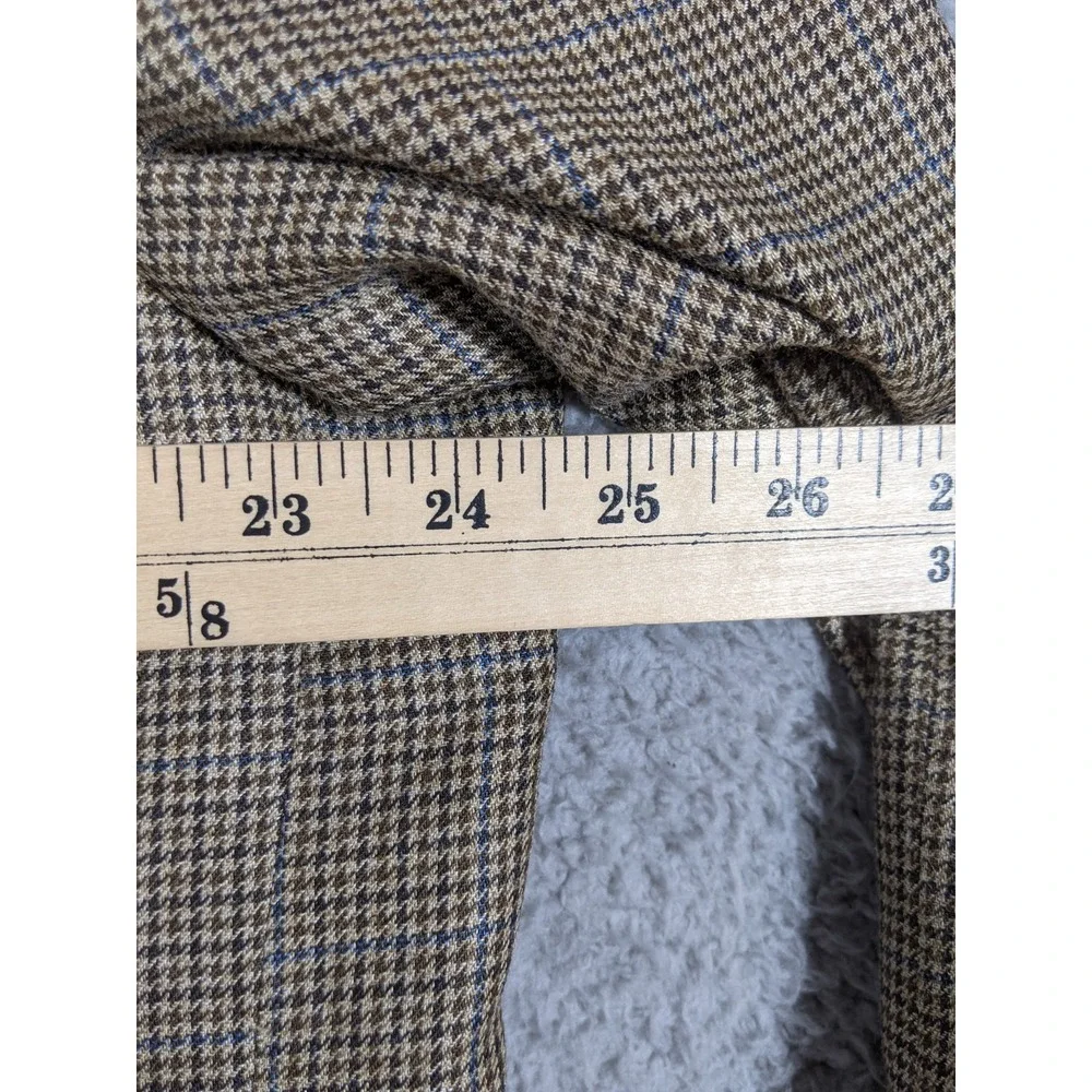 Lauren Ralph Lauren Silk Wool Sport Coat Mens 46R Brown Houndstooth Quiet Luxury